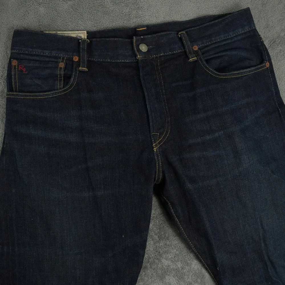 Polo Ralph Lauren Jeans Mens 37x34‎ Dark Blue Varick Slim Straight Denim
